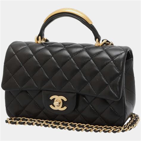 chanel lambskin boy bag|Chanel mini flap bag with top handle.